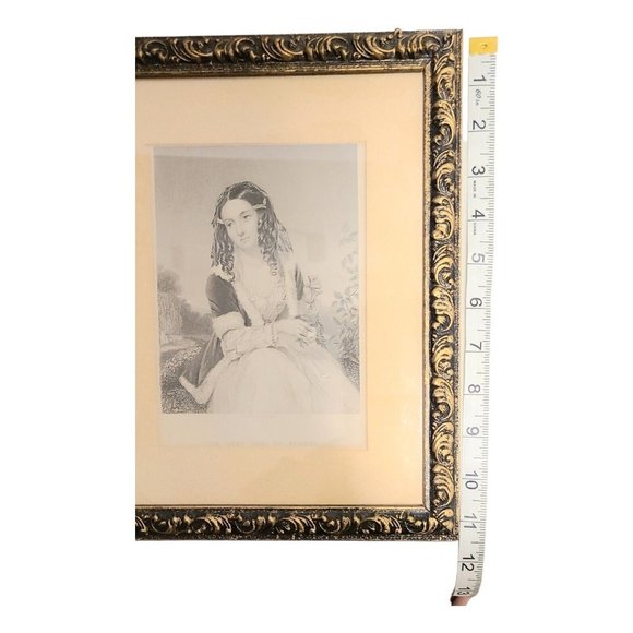Vintage Last Rose Of Summer‎ Lady Framed Engraving Thomas Moore Poet 11 1/2" - Picture 7 of 8